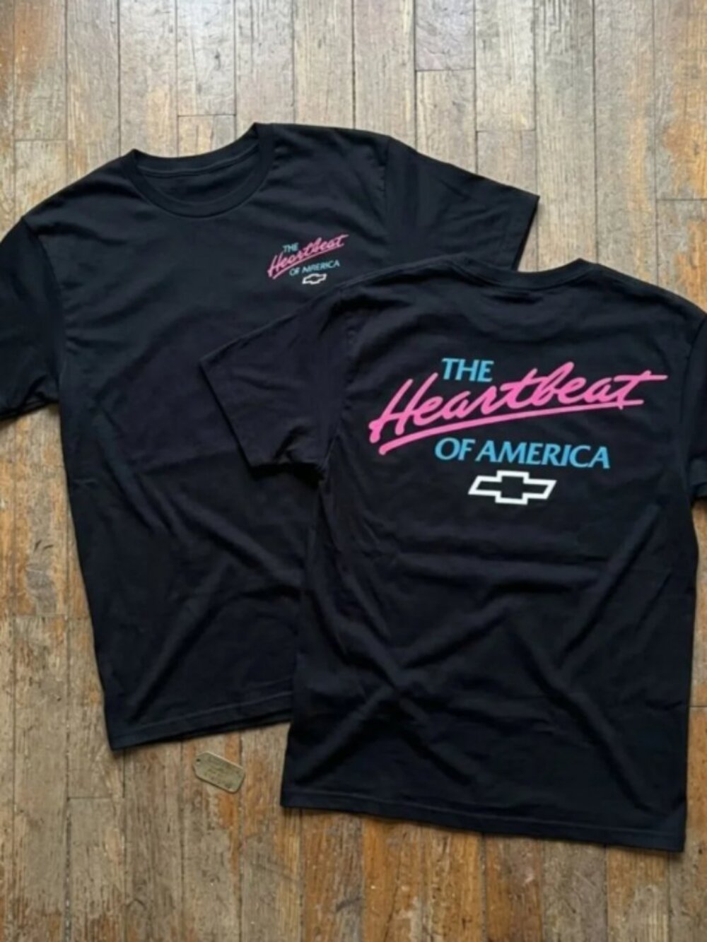 Vintage Chevrolet Heartbeat Of America Tee Retro Chevy Graphic Shirt 2 Side